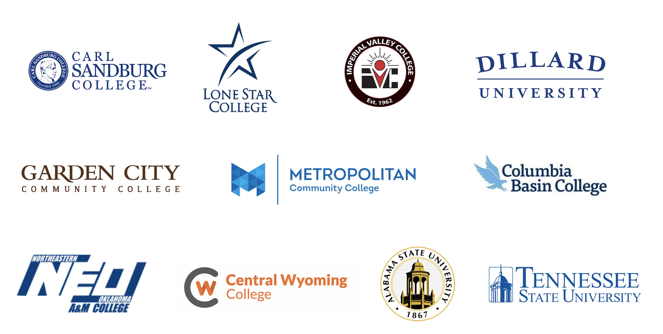 Logos of schools that use TRIO funds for SmarterMeasure.