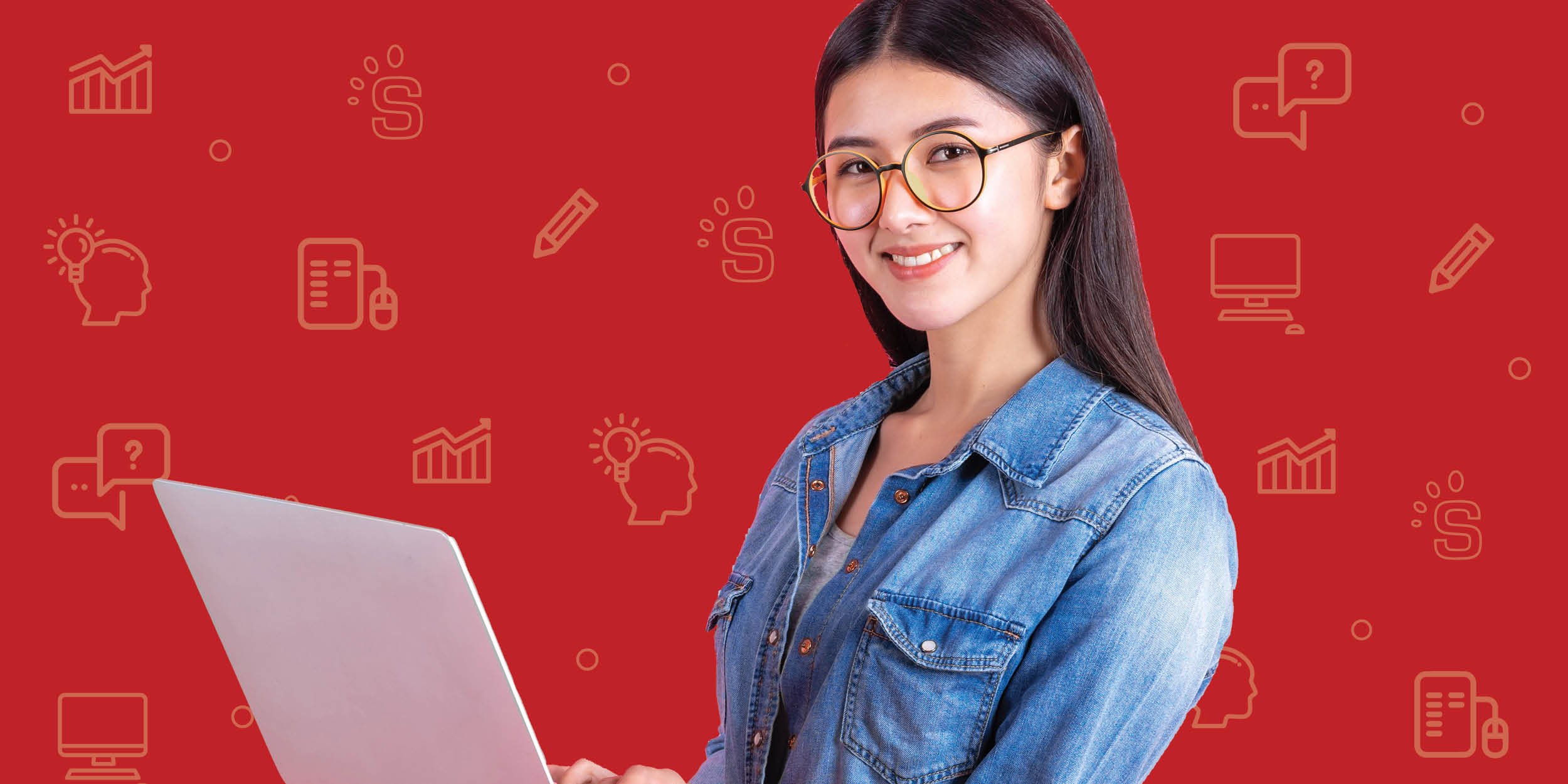 Women smiling holding a computer